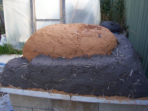 Part way through the backyard build showing the two different clay layers